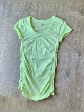 Athleta Neon Lime Ruched Side Active Top Small